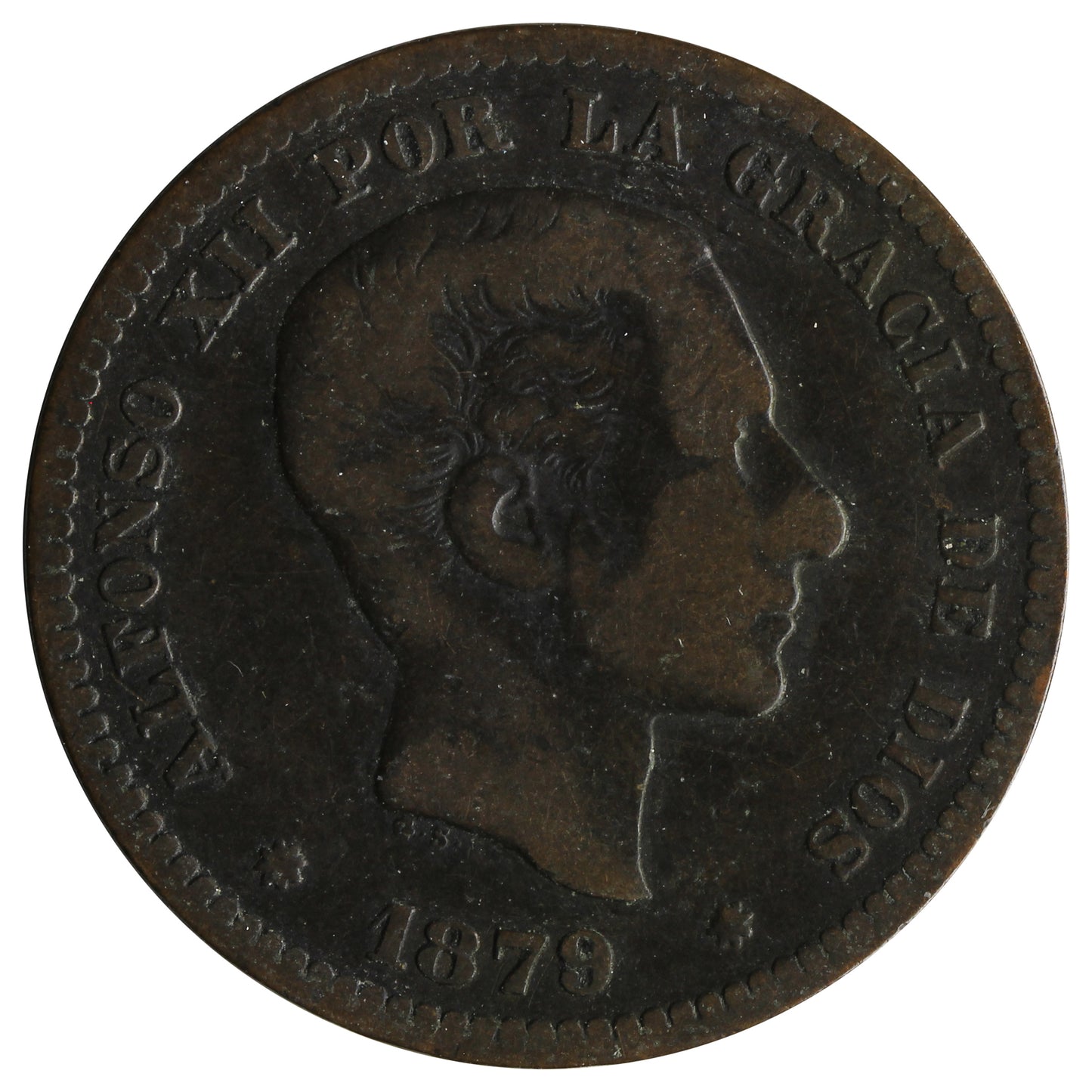 Spain 1879OM 5 Centimes VF-EF (VF30)