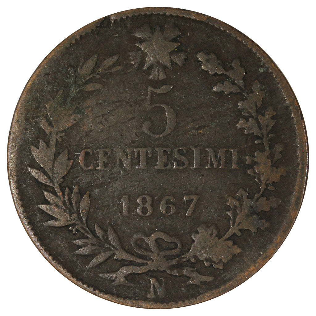 Italy 1867N 5 Cent Very Fine (VF20)