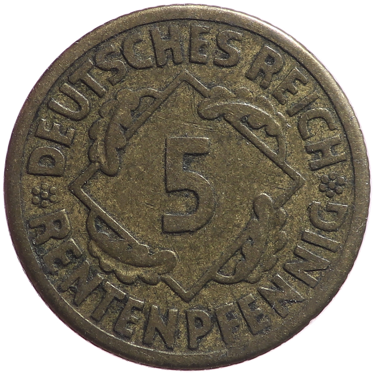 German Weimar Republic 1923A 5 Pfennig Extra Fine (EF40)