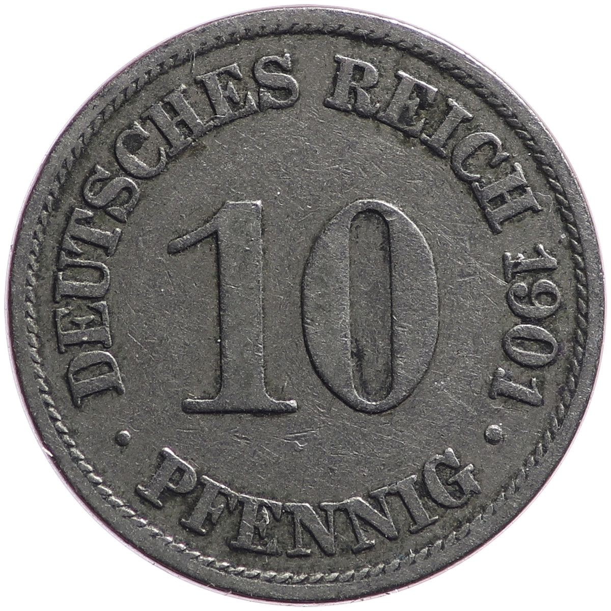 German Empire 1901A 10 Pfennig Extra Fine (EF40)