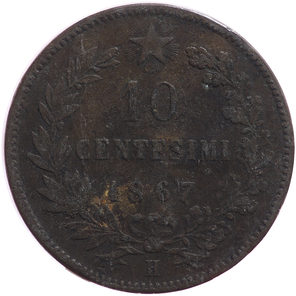 Italy 1867H 10 Centesimi Very Fine (VF20)