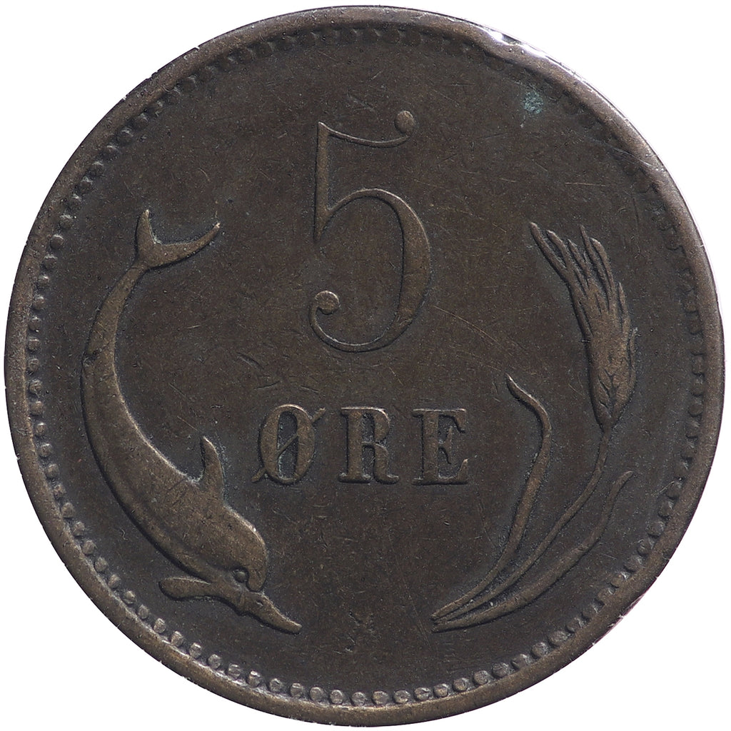 Denmark 1884CS 5 Ore Very Fine (VF20)