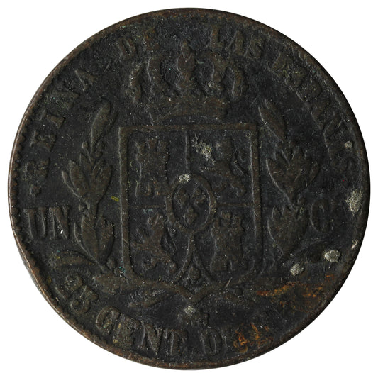 Spain 1861 25 Centimos Very Fine (VF-20)