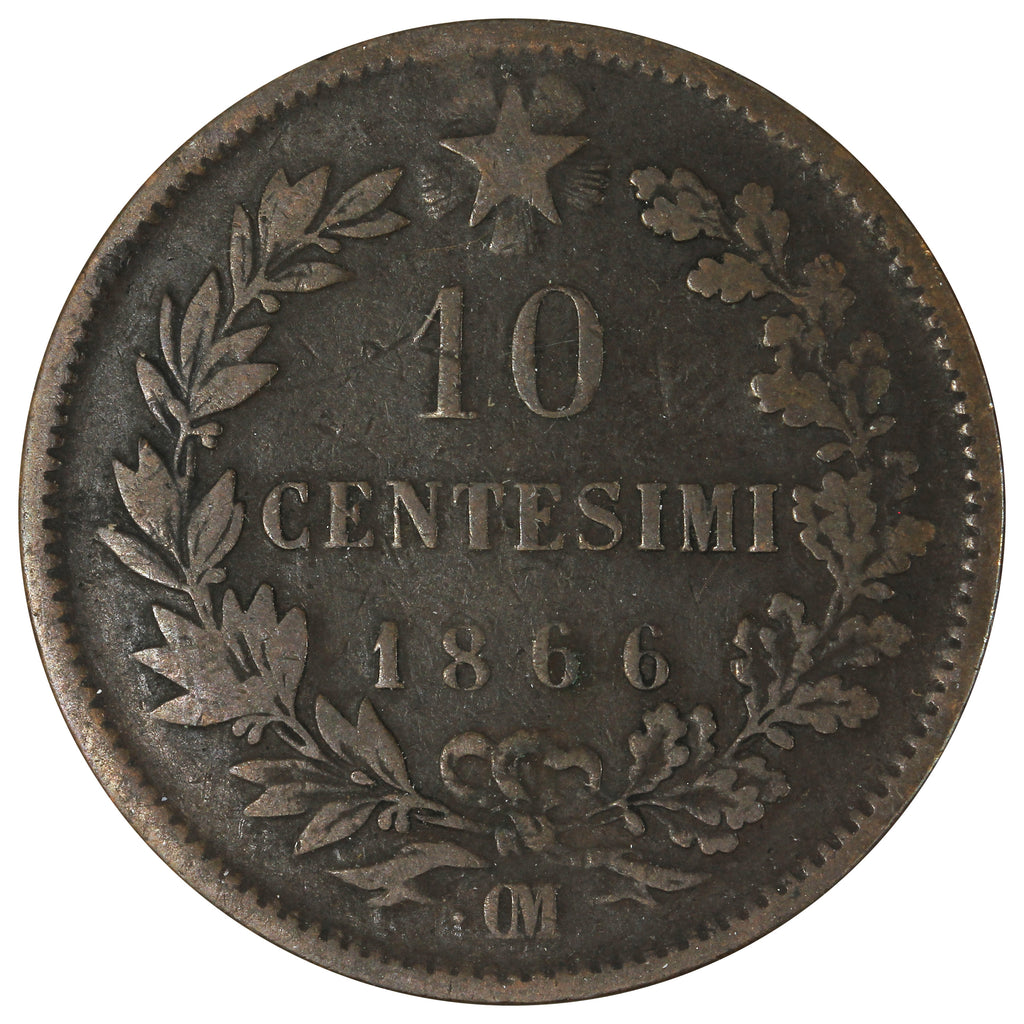 Italy 1866OM 10 Centesimi Very Fine (VF20)