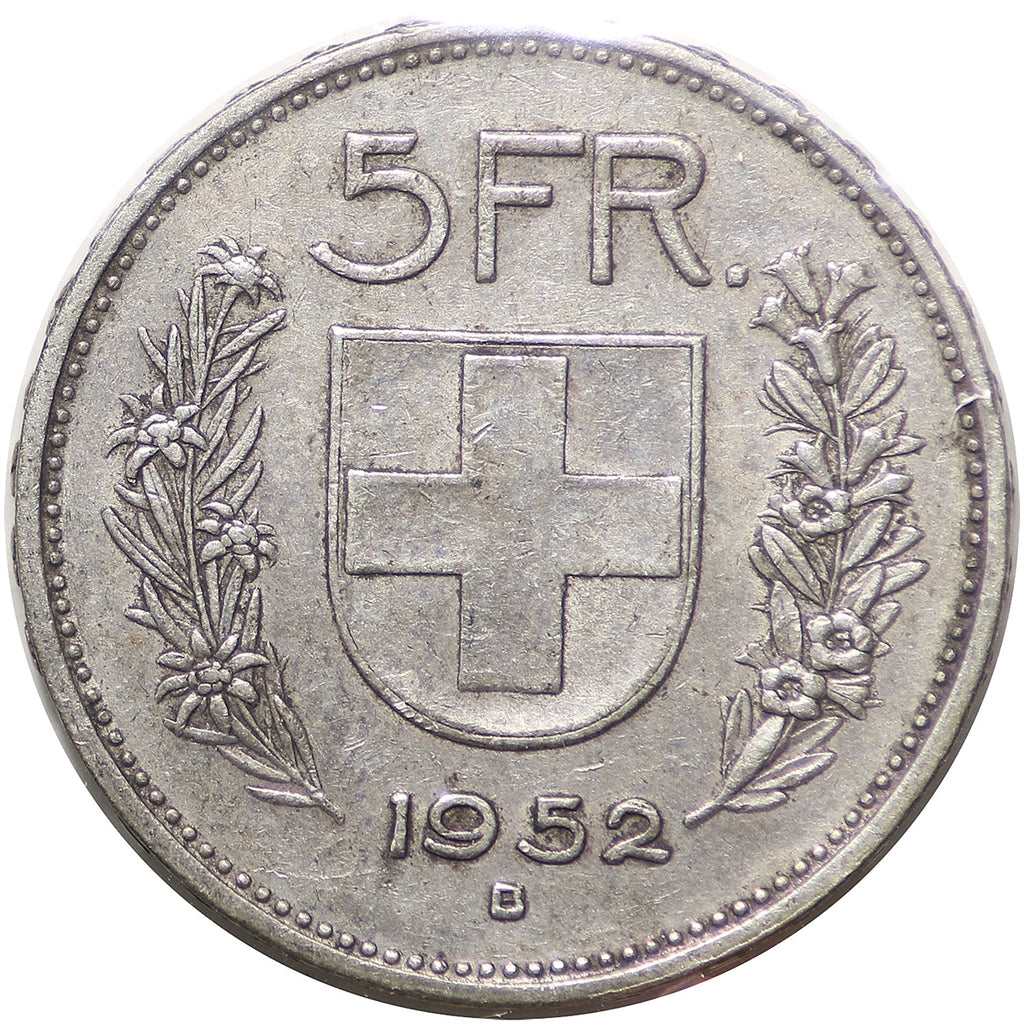 Switzerland 1952B 5 Francs Extra Fine (EF40) $