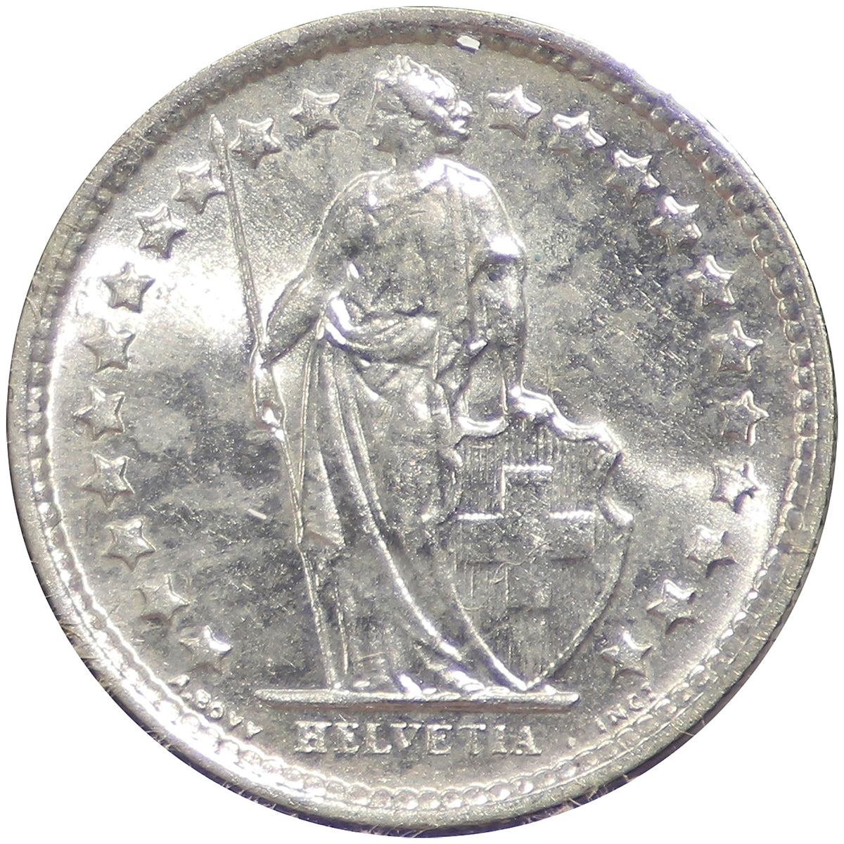 Switzerland 1963B 1/2 Franc Brilliant Uncirculated (MS63)