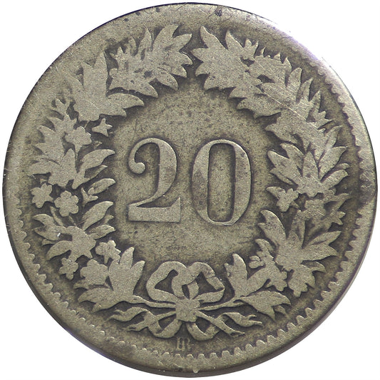 Switzerland 1850BB 20 Rappen F-VF (F15)