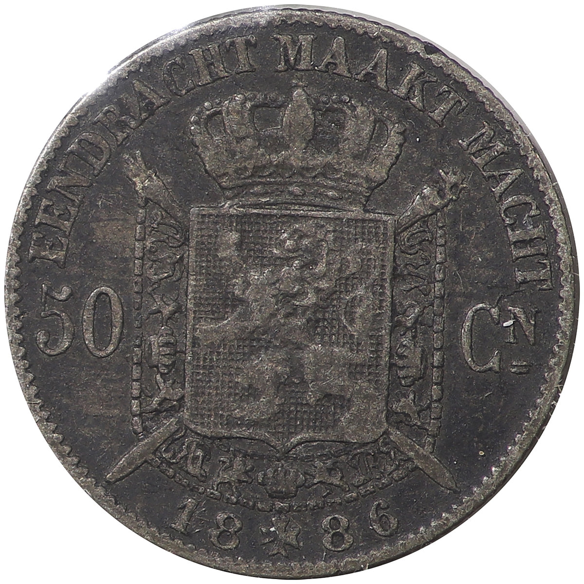 Belgium 1886 50 Centimes VF-EF (VF-30) $