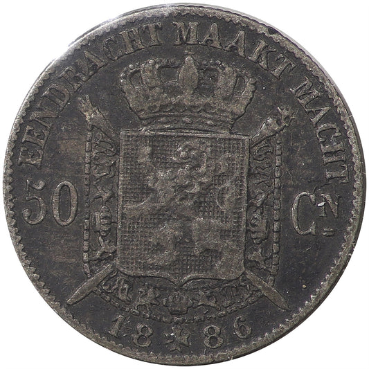 Belgium 1886 50 Centimes VF-EF (VF-30) $