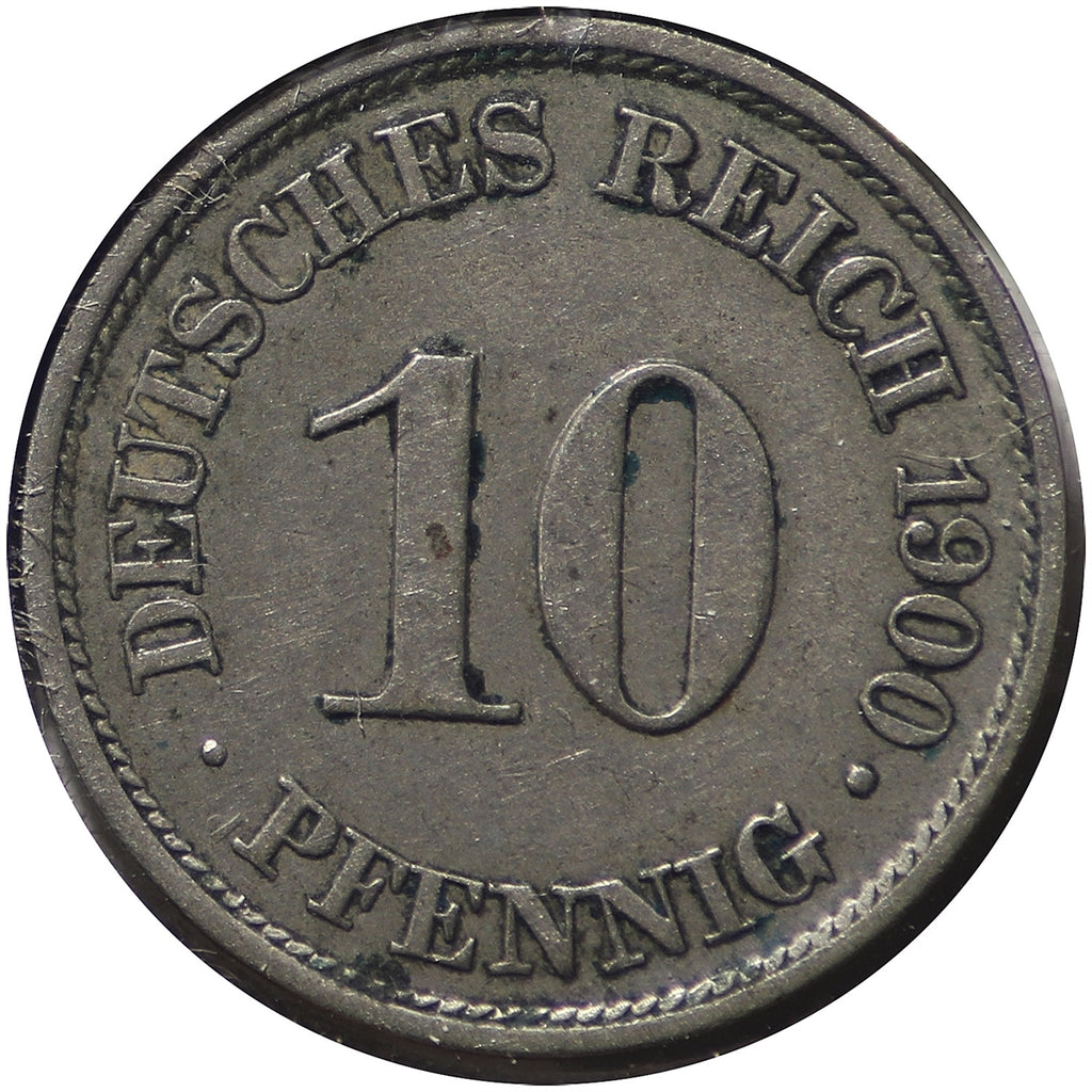 German Empire 1900A 10 Pfennig Almost Uncirculated (AU50)