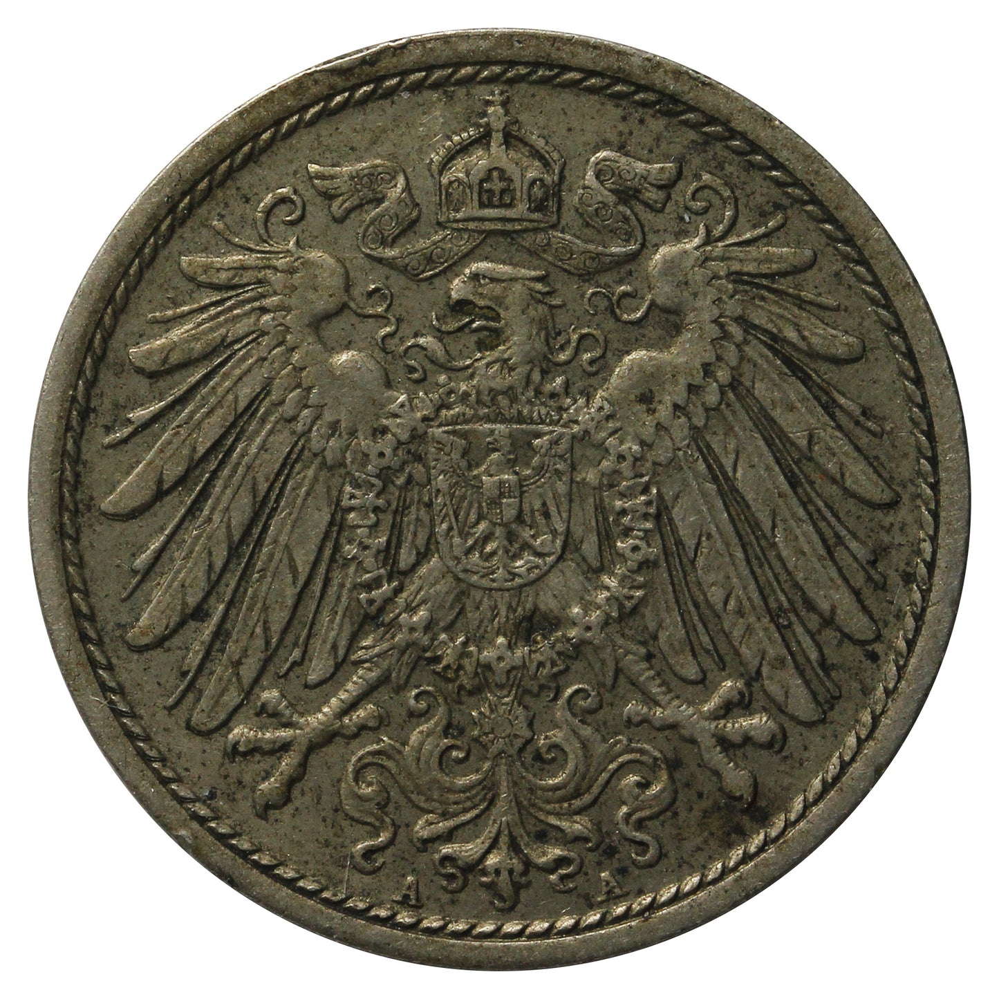 German Empire 1905A 10 Pfennig Almost Uncirculated (AU50)