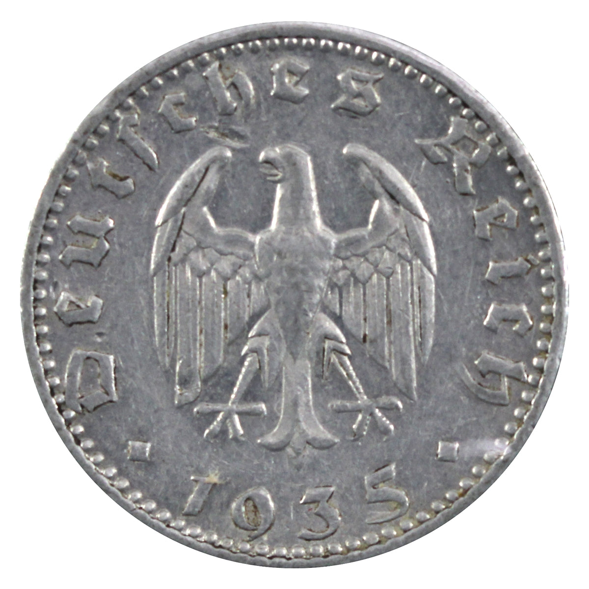 German Third Reich 1935J 50 Pfennig Extra Fine (EF40)