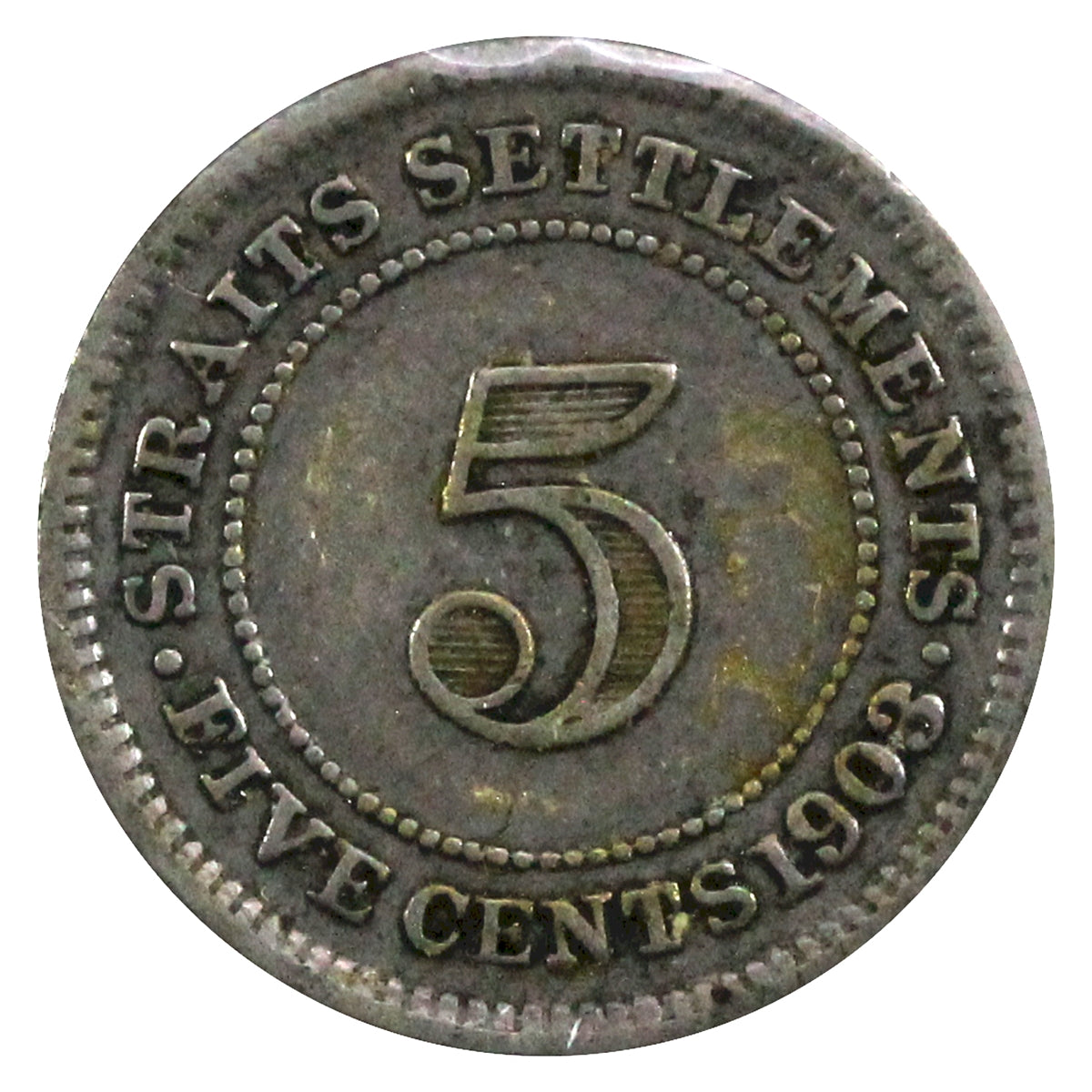 Straits Settlements 1903 5 Cents Very Fine (VF20)