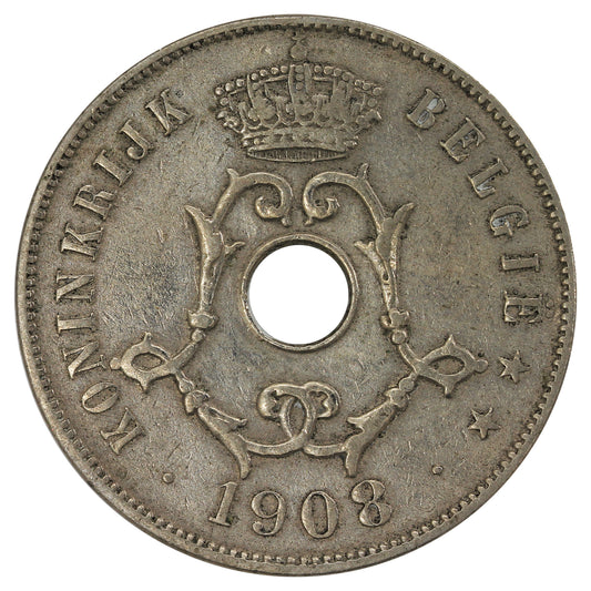 Belgium 1908 Dutch 25 Centimes Extra Fine (EF-40)