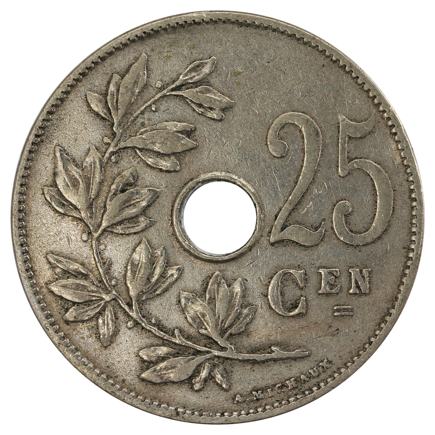 Belgium 1908 Dutch 25 Centimes Extra Fine (EF-40)