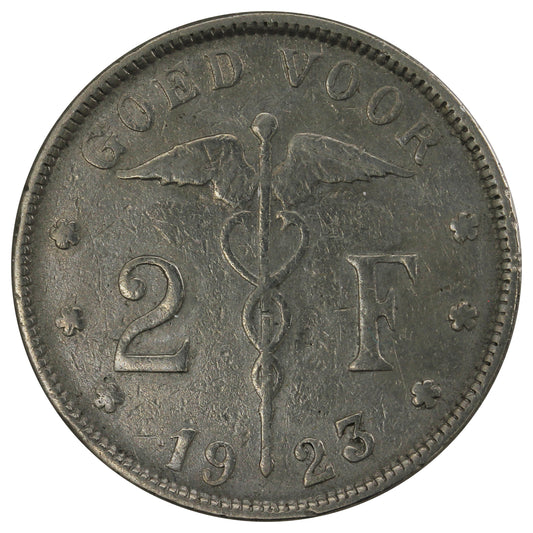 Belgium 1923 Dutch 2 Francs Extra Fine (EF-40)