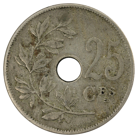 Belgium 1909 25 Centimes VF-EF (VF-30)