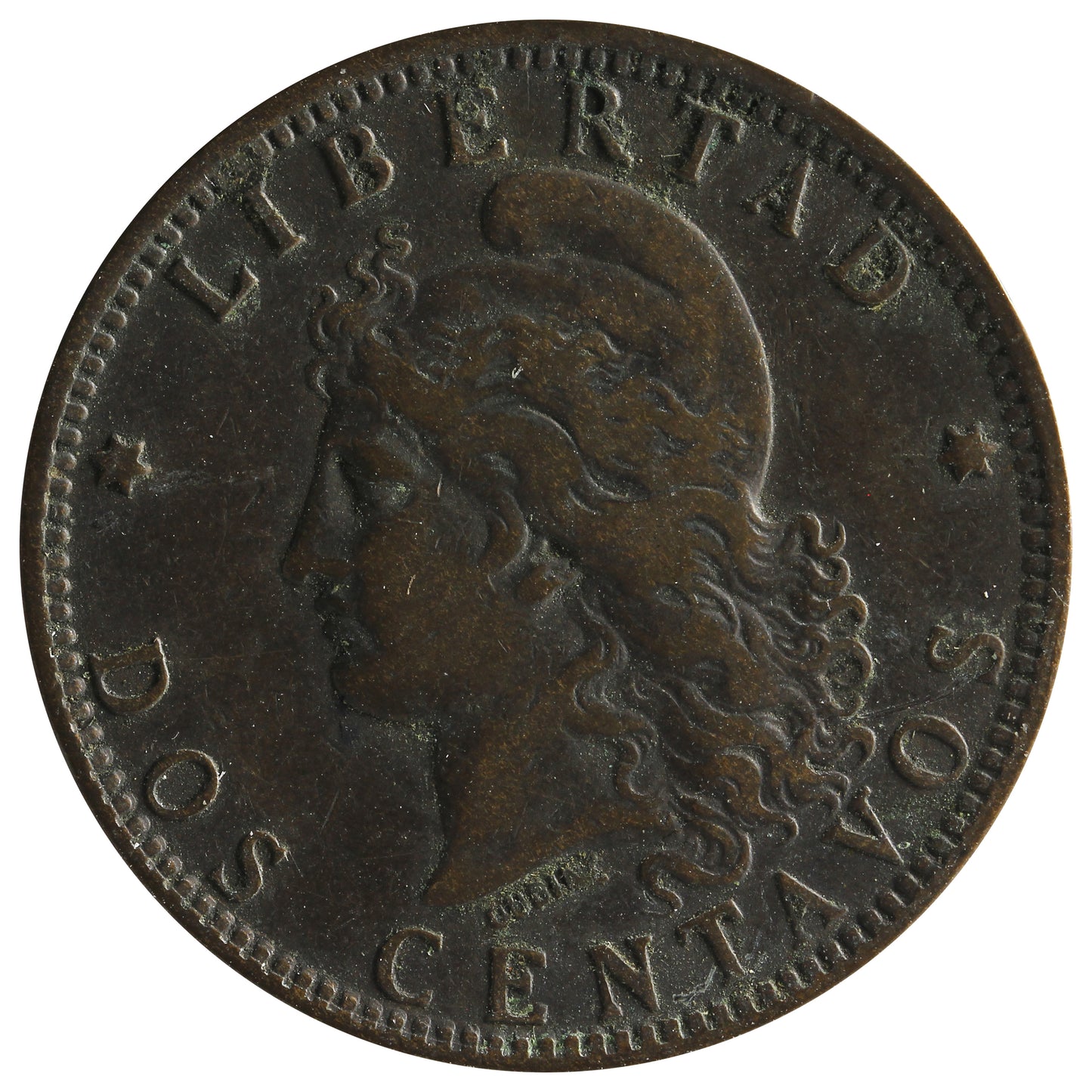 Argentina 1890 2 Centavos Extra Fine (EF-40)