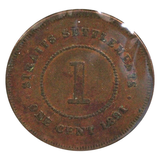Straits Settlements 1891 Cent VF-EF (VF30)