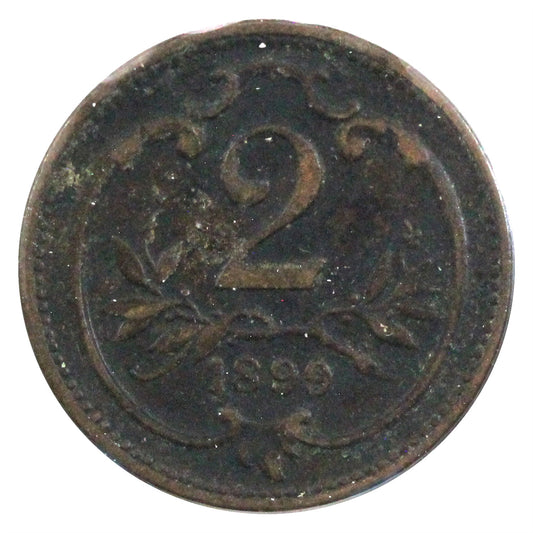 Austria 1899 2 Heller Almost Uncirculated (AU-50) $