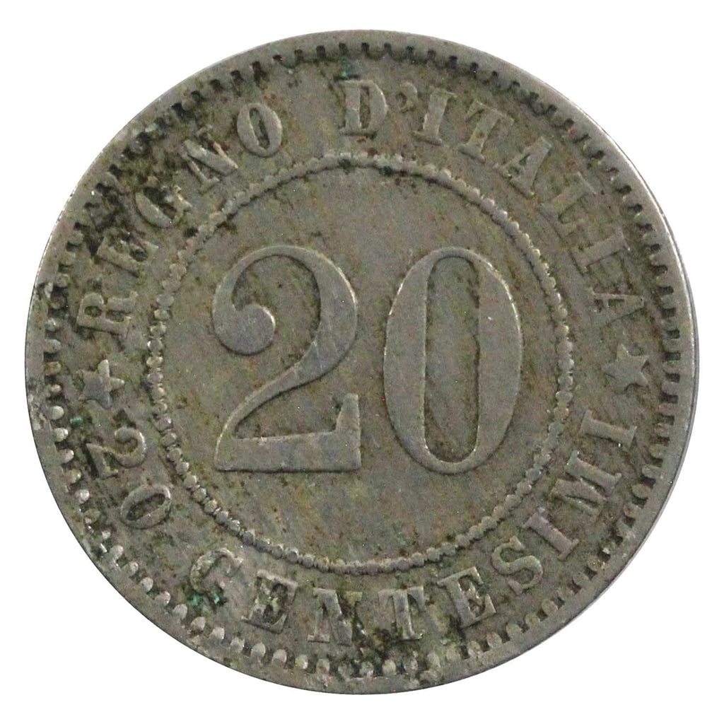 Italy 1894 KB 20 Centesimi Almost Uncirculated (AU50)