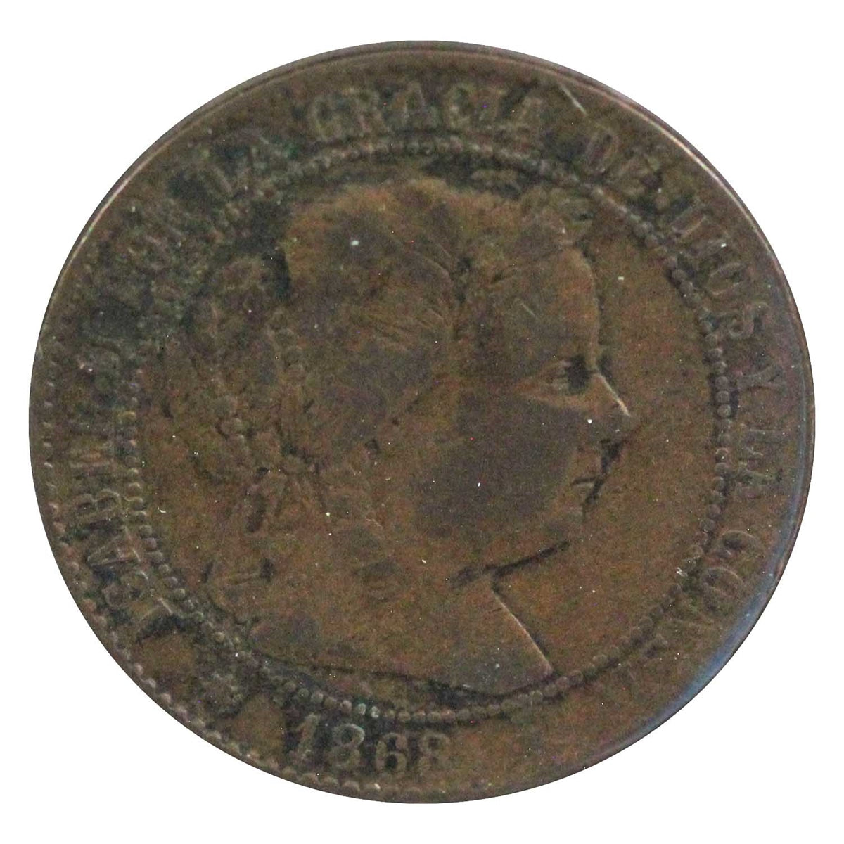 Spain 1868OM 2 1/2 Centimos Extra Fine (EF-40)