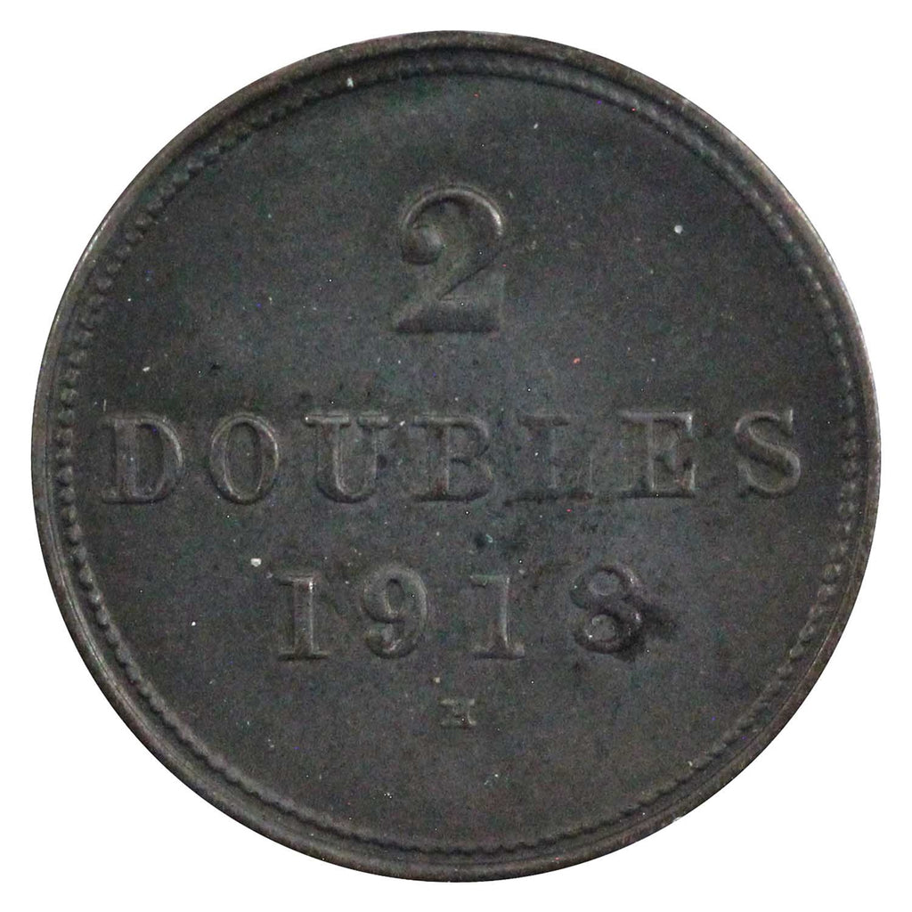 Guernsey 1918H 2 Doubles Almost Uncirculated (AU50)