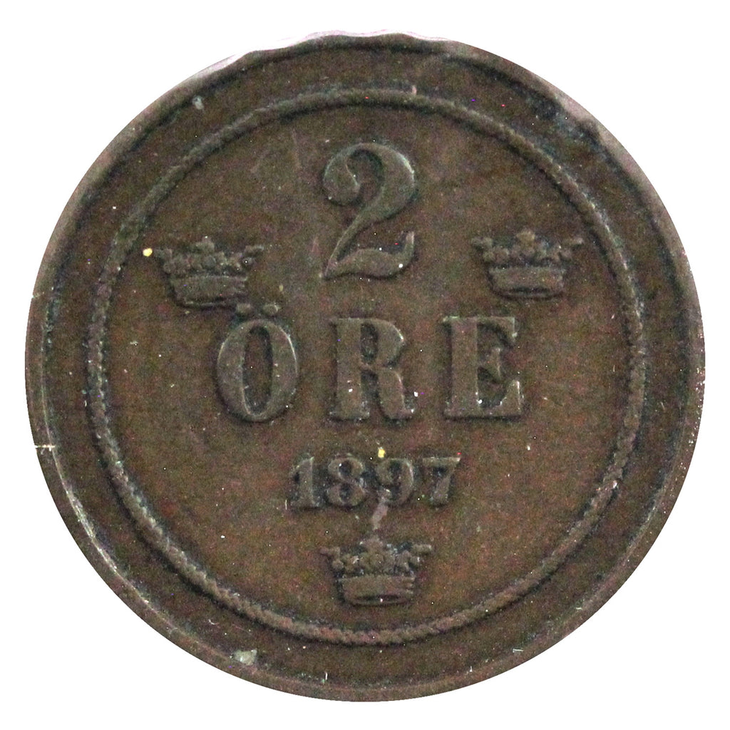 Sweden 1897 2 Ore VF-EF (VF30)
