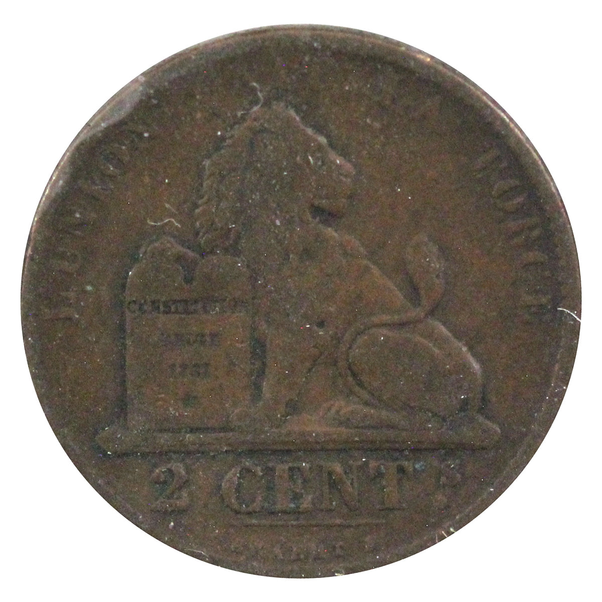 Belgium 1863 2 Centimes VF-EF (VF-30)