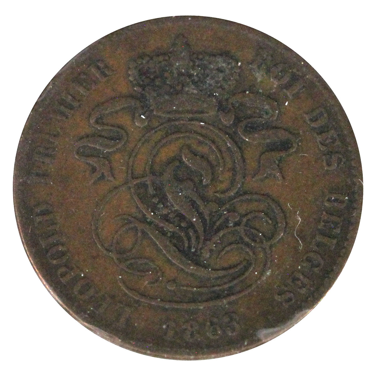 Belgium 1863 2 Centimes VF-EF (VF-30)