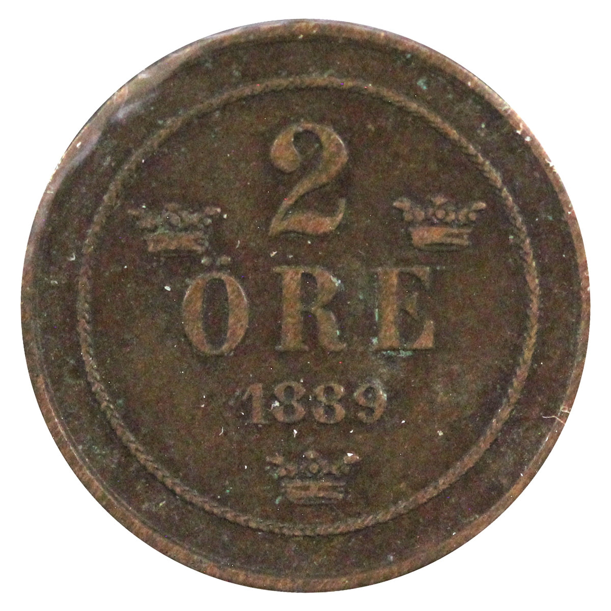Sweden 1889 2 Ore Extra Fine (EF40)