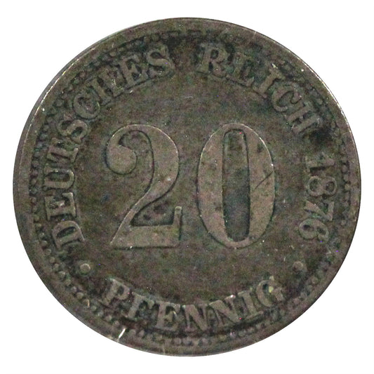 German Empire 1876B 20 Pfennig VF-EF (VF-30)
