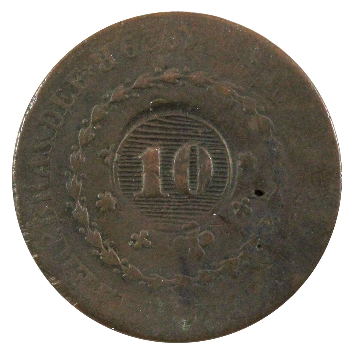 Brazil 1829R 10 Reis Very Fine (VF20)