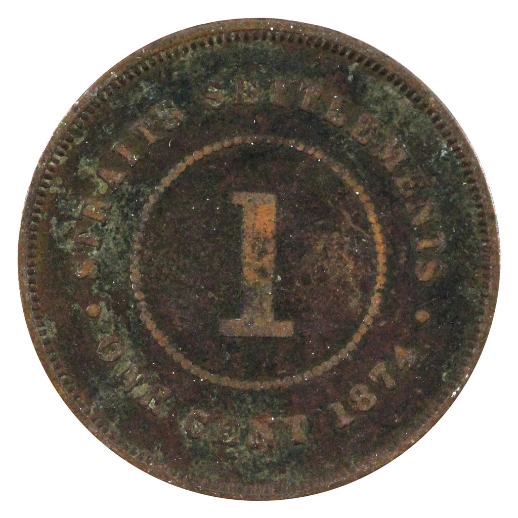Straits Settlements 1874 Cent F-VF (F15)