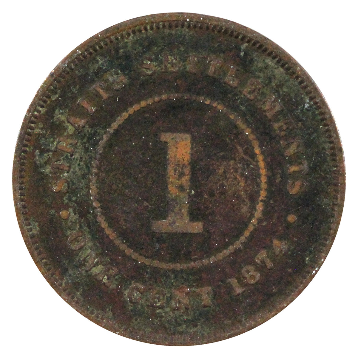 Straits Settlements 1874 Cent F-VF (F15)