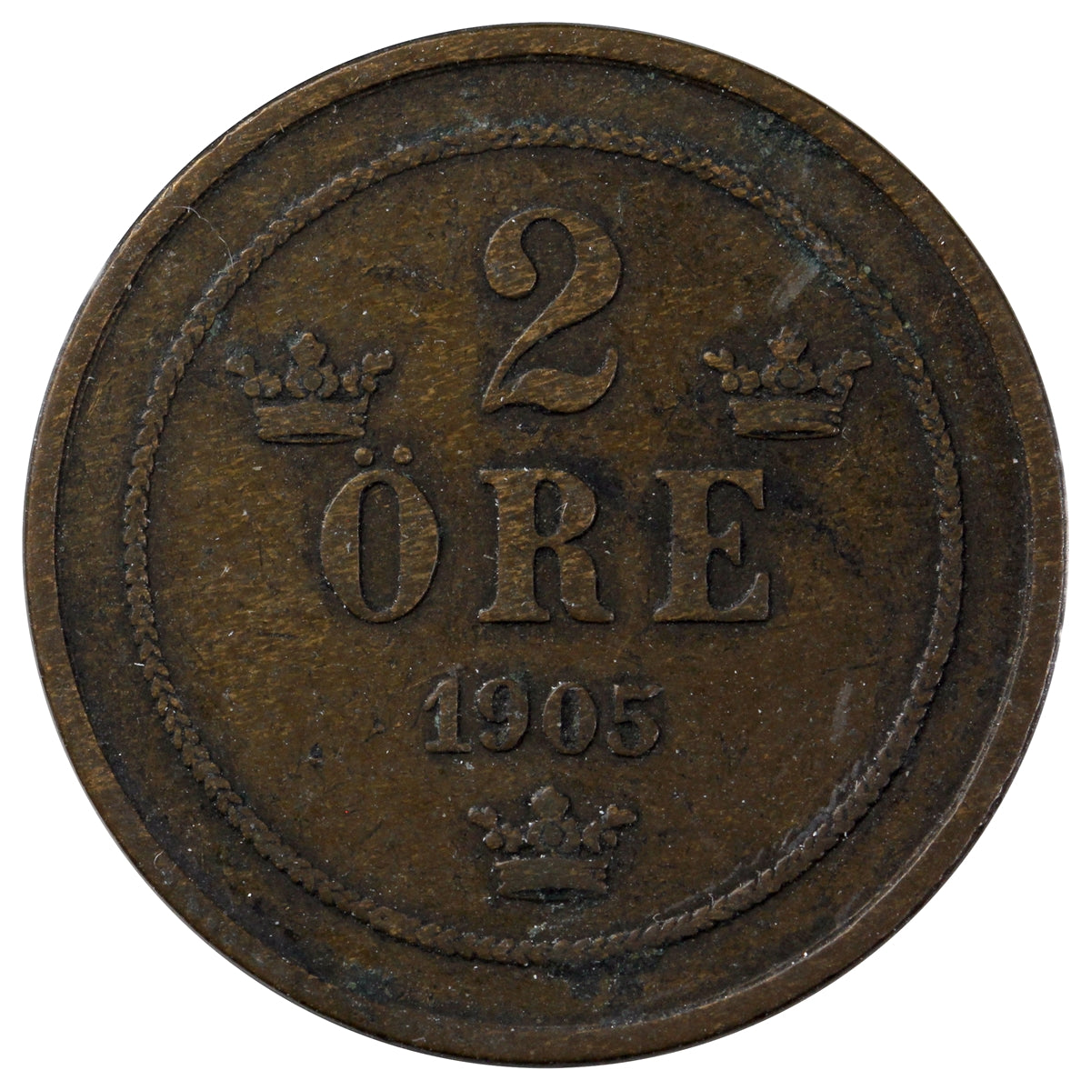 Sweden 1905 2 Ore Extra Fine (EF40)