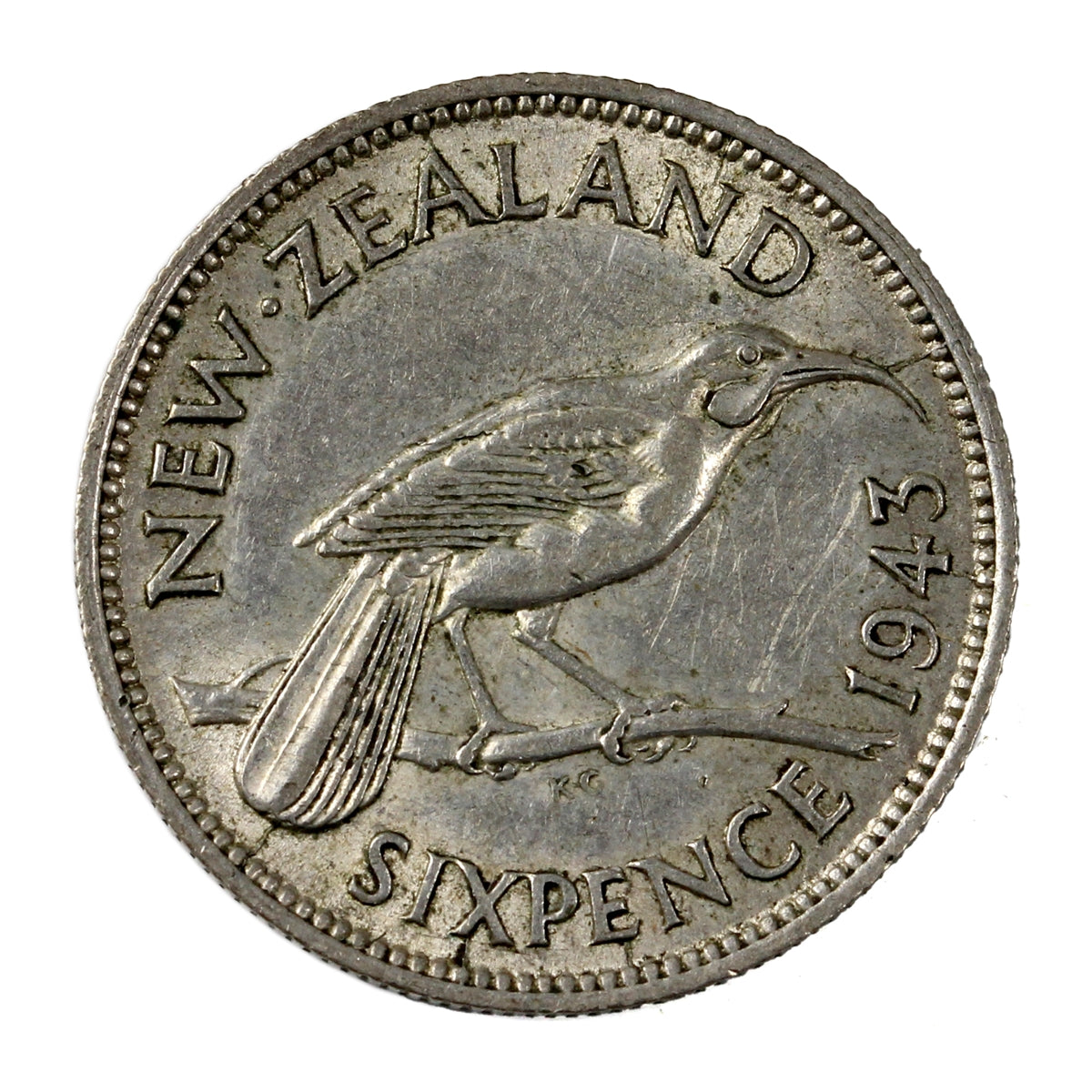 New Zealand 1943 6 Pence Extra Fine (EF-40)