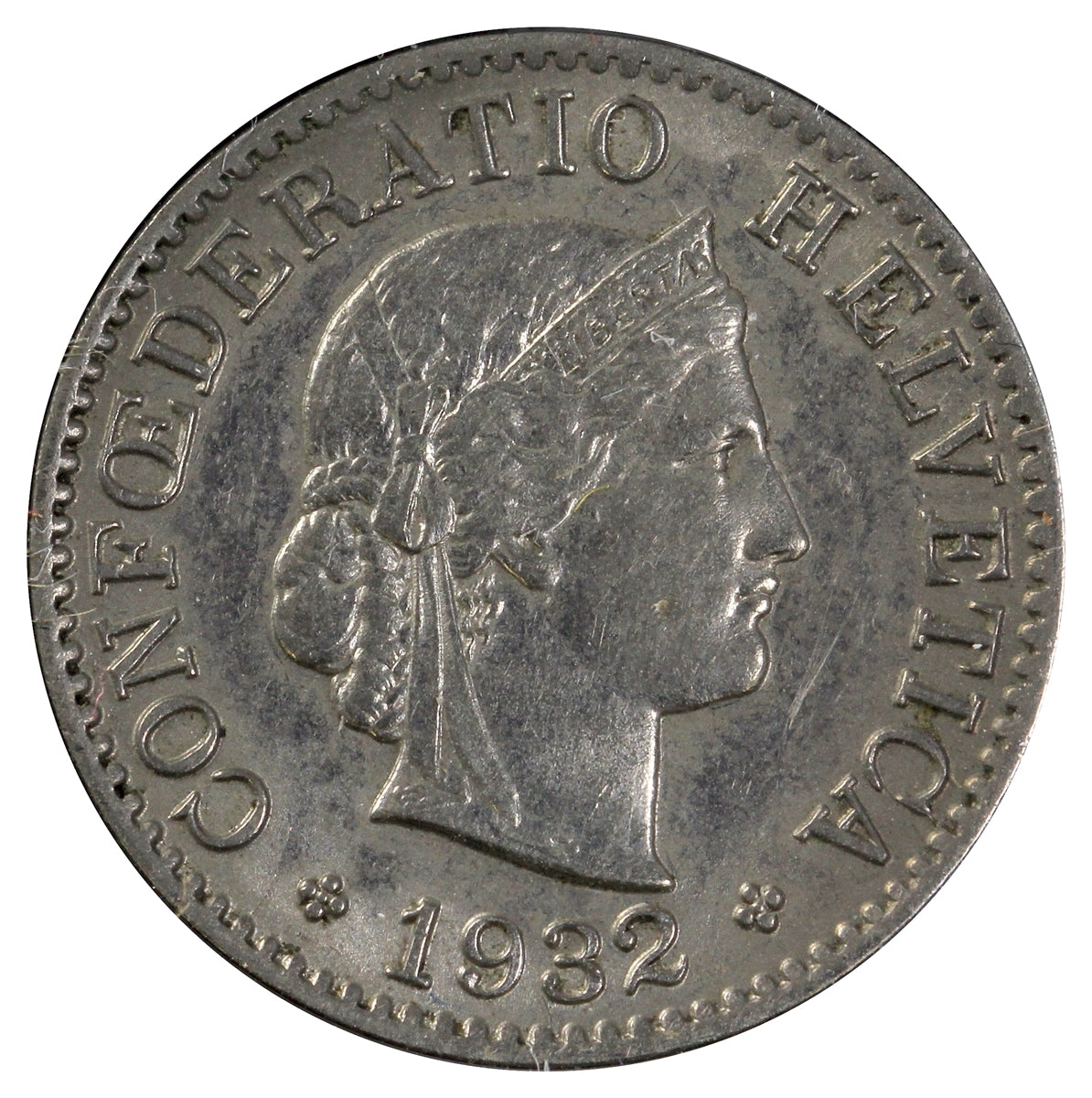 Switzerland 1932B 5 Rappen Almost Uncirculated (AU50)