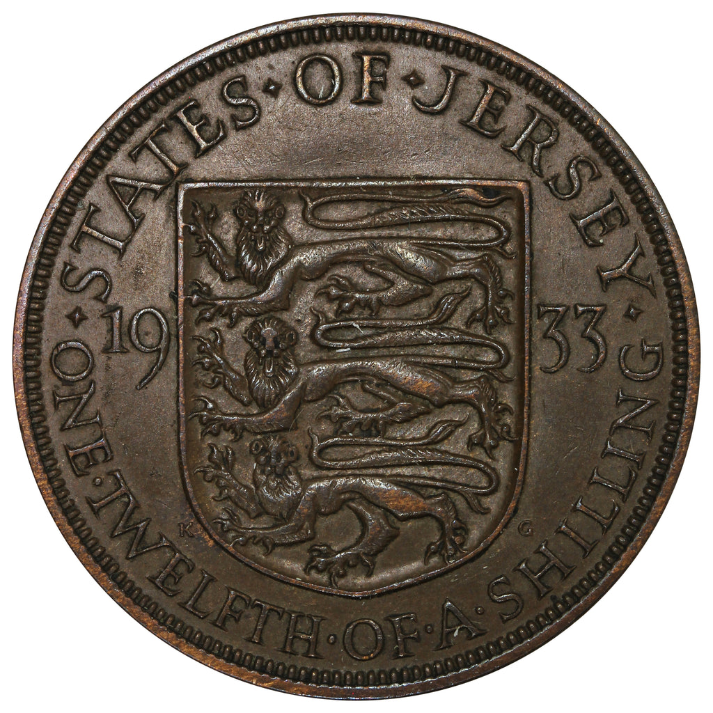Jersey 1933 1/12 Shilling Almost Uncirculated (AU50)