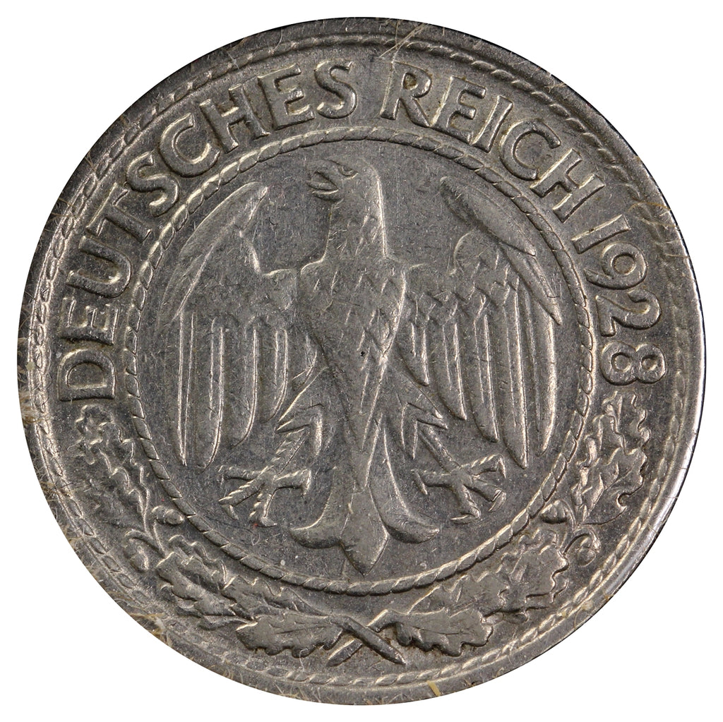 German Weimar Republic 1928D 50 Pfennig Extra Fine (EF40)