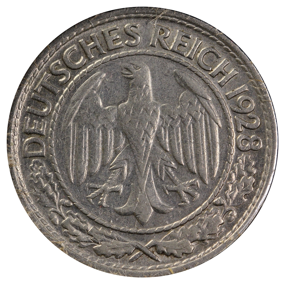 German Weimar Republic 1928D 50 Pfennig Extra Fine (EF40)