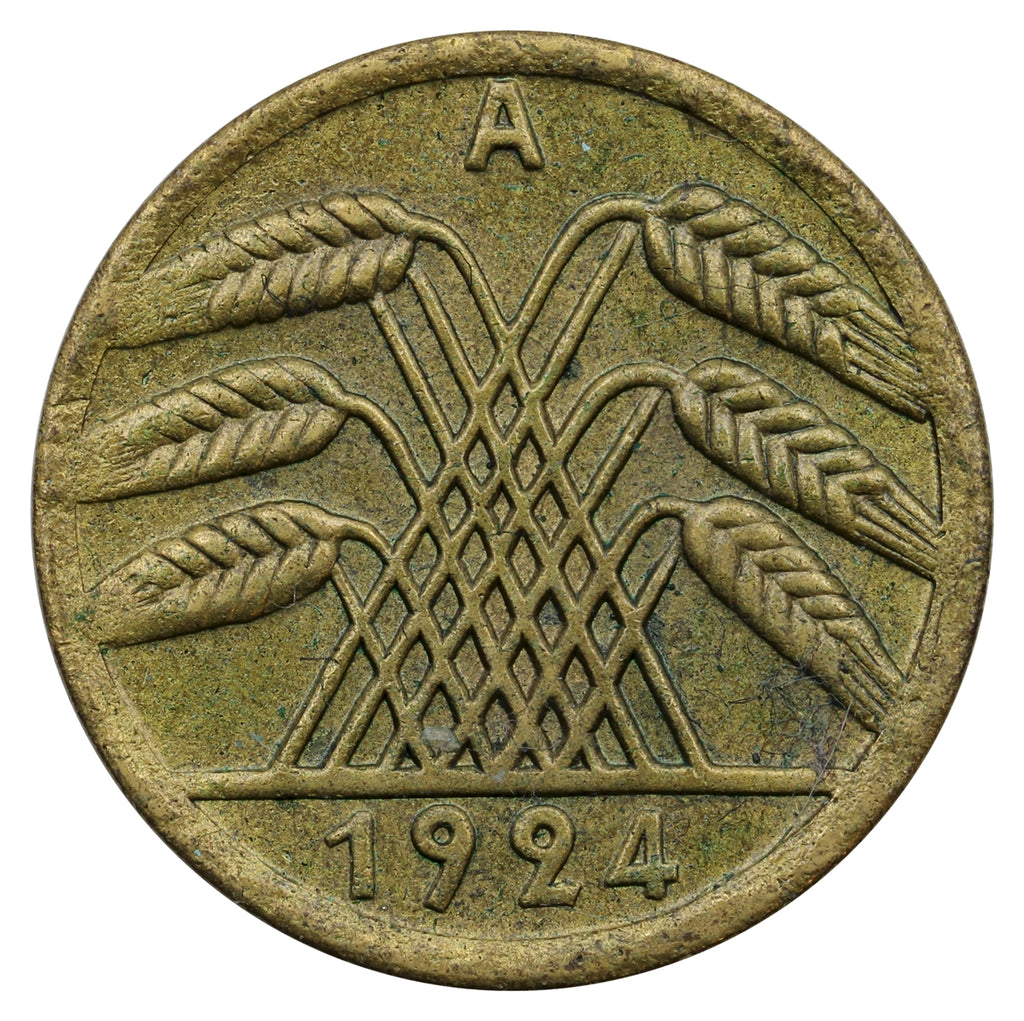 German Weimar Republic 1924A 50 Pfennig EF-AU (EF45) $