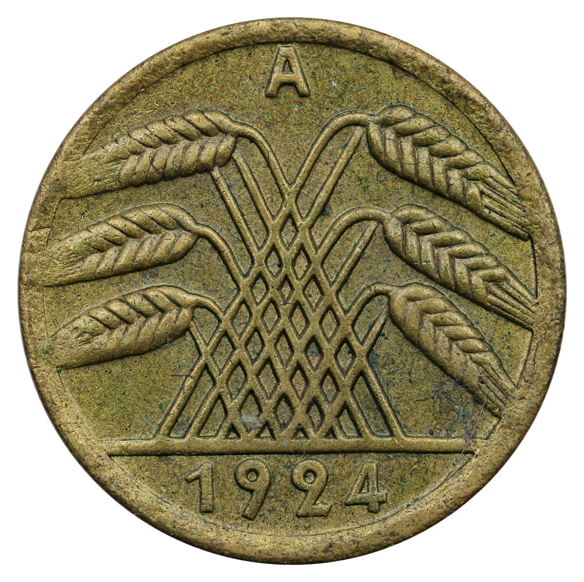 German Weimar Republic 1924A 50 Pfennig EF-AU (EF45) $