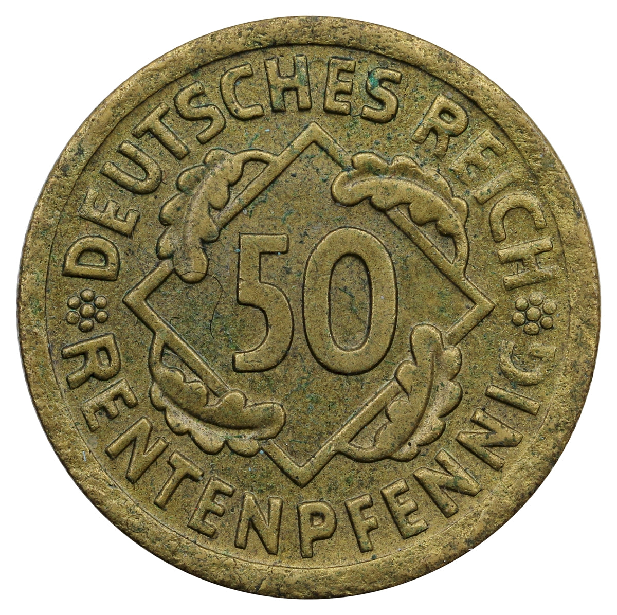 German Weimar Republic 1924A 50 Pfennig EF-AU (EF45) $
