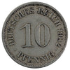 German Empire 1902A 10 Pfennig Extra Fine (EF40)