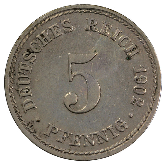German Empire 1902A 5 Pfennig Uncirculated (MS60)