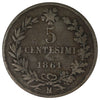 Italy 1861M 5 Centesimi Very Fine (VF20)
