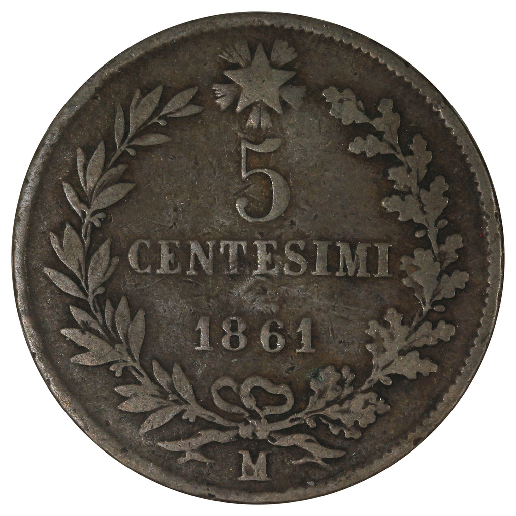 Italy 1861M 5 Centesimi Very Fine (VF20)
