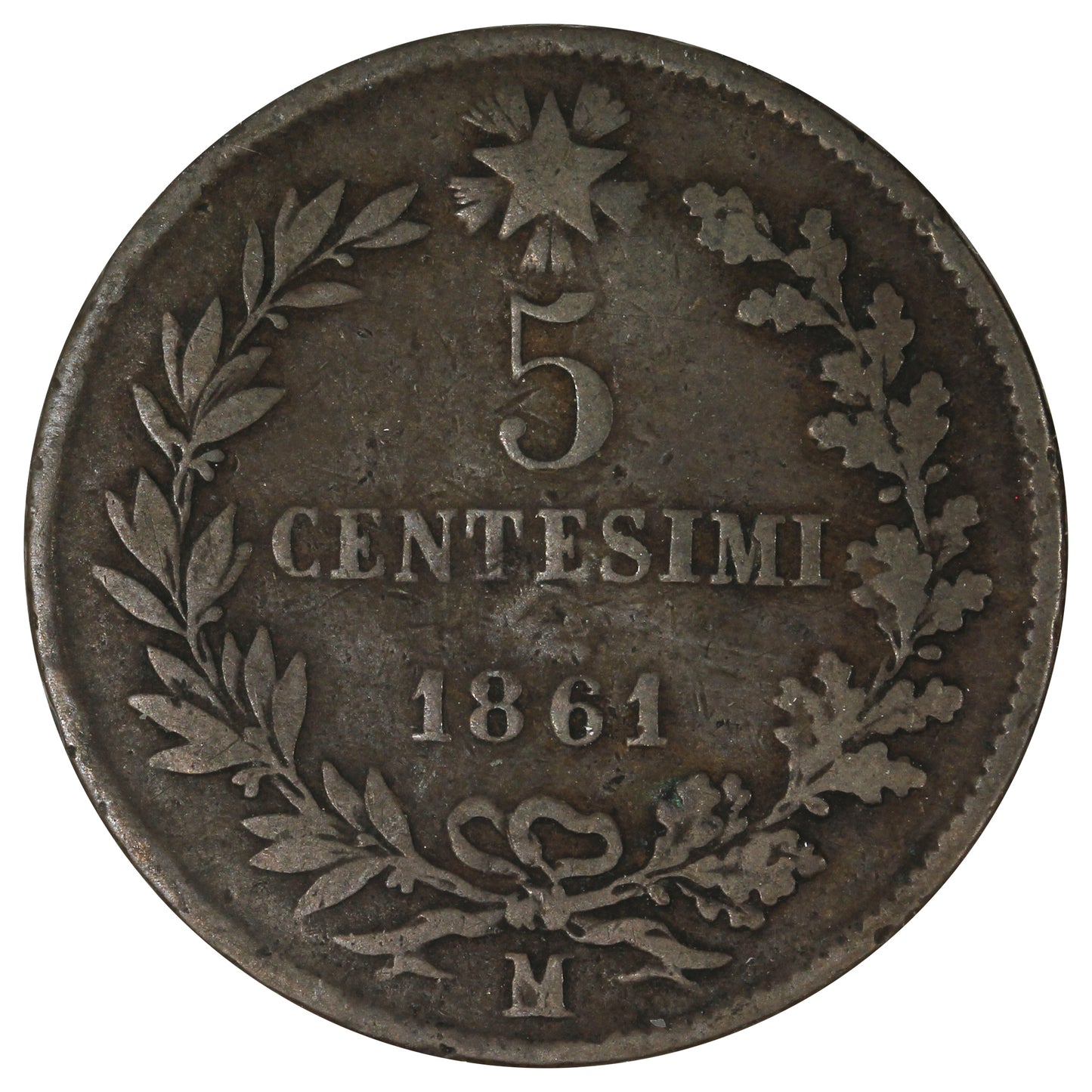 Italy 1861M 5 Centesimi Very Fine (VF20)