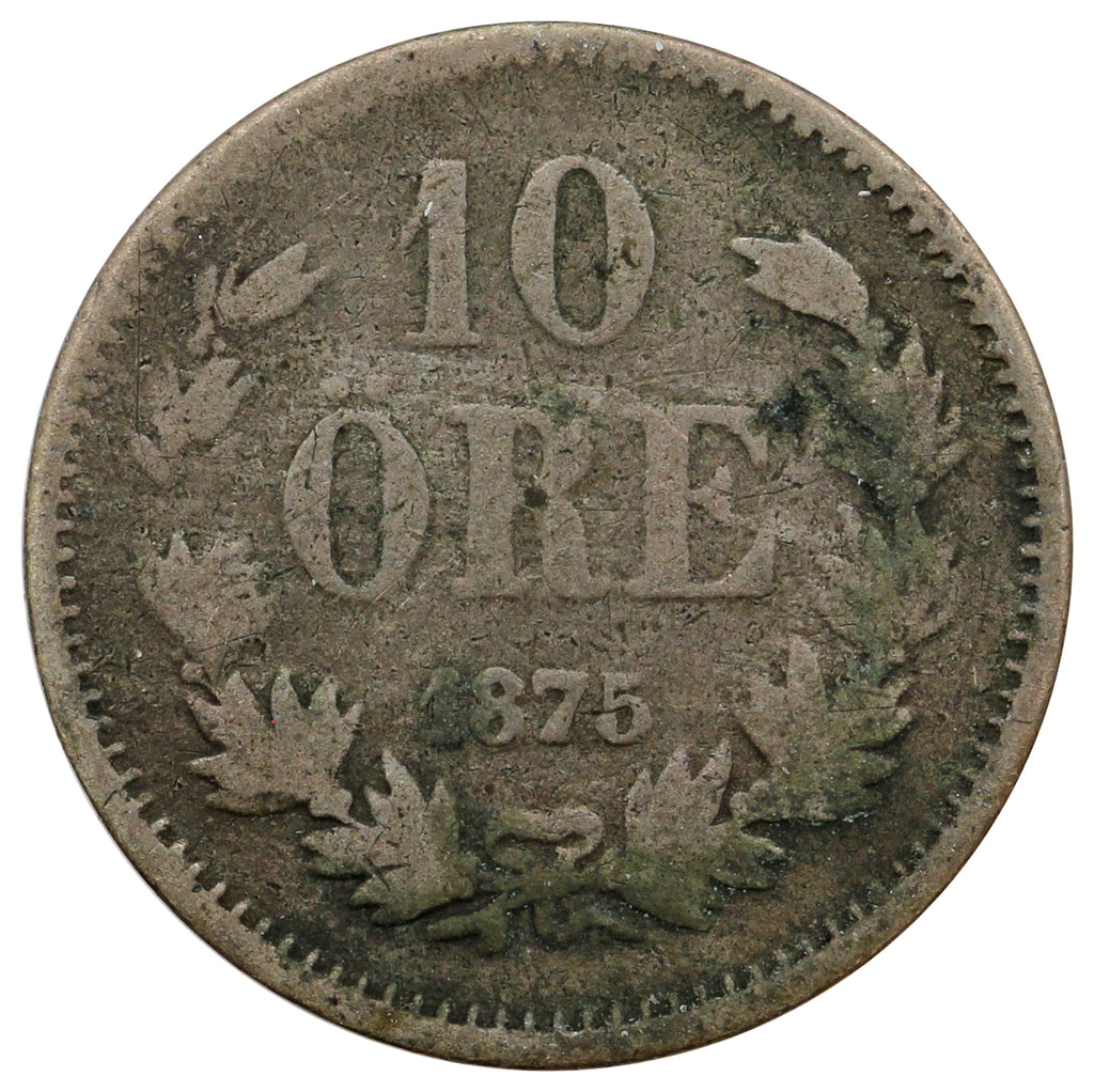 Sweden 1875ST  10 Ore F-VF (F15) $